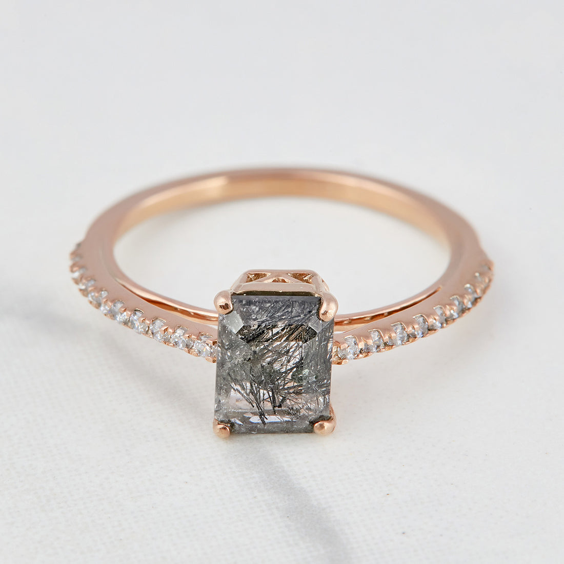 1.0CT Black Rutilated Quartz Ring