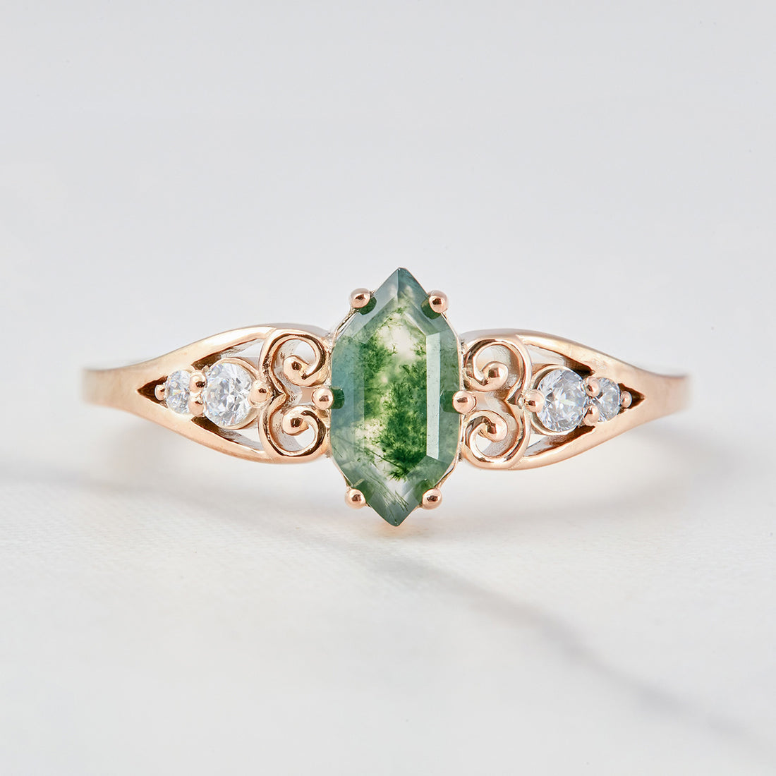 1.20CT Moss Agate Wedding Ring