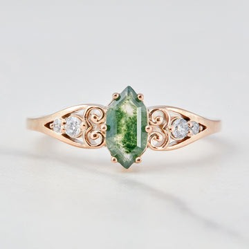 1.20CT Moss Agate Wedding Ring