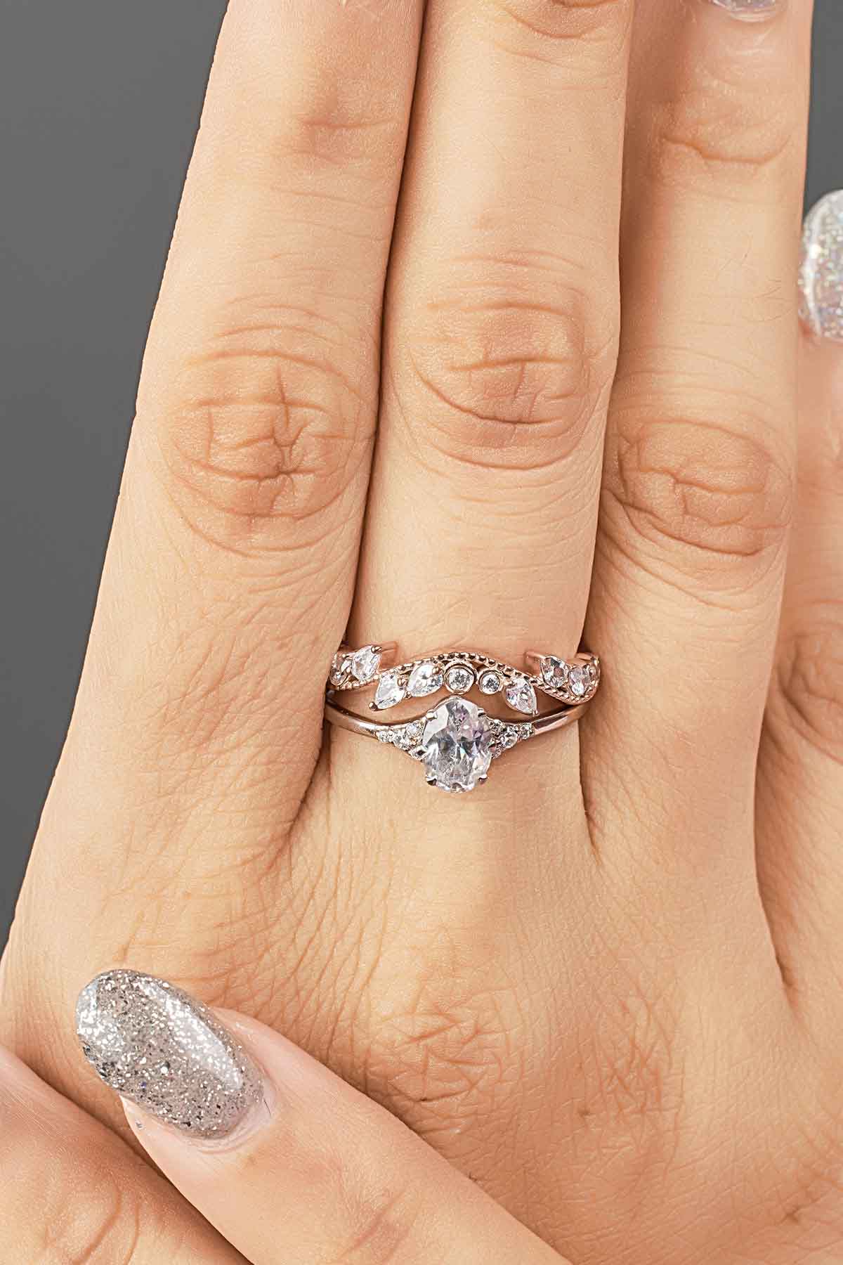 CZ Diamond Wedding Band Engagement Ring Enhancer Art Deco Jewelry