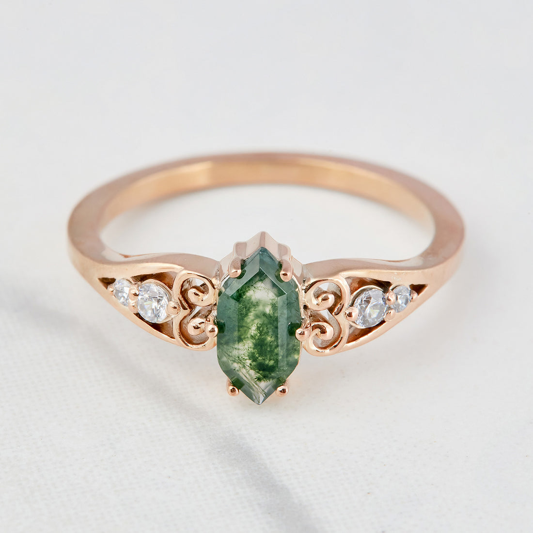 1.20CT Moss Agate Wedding Ring