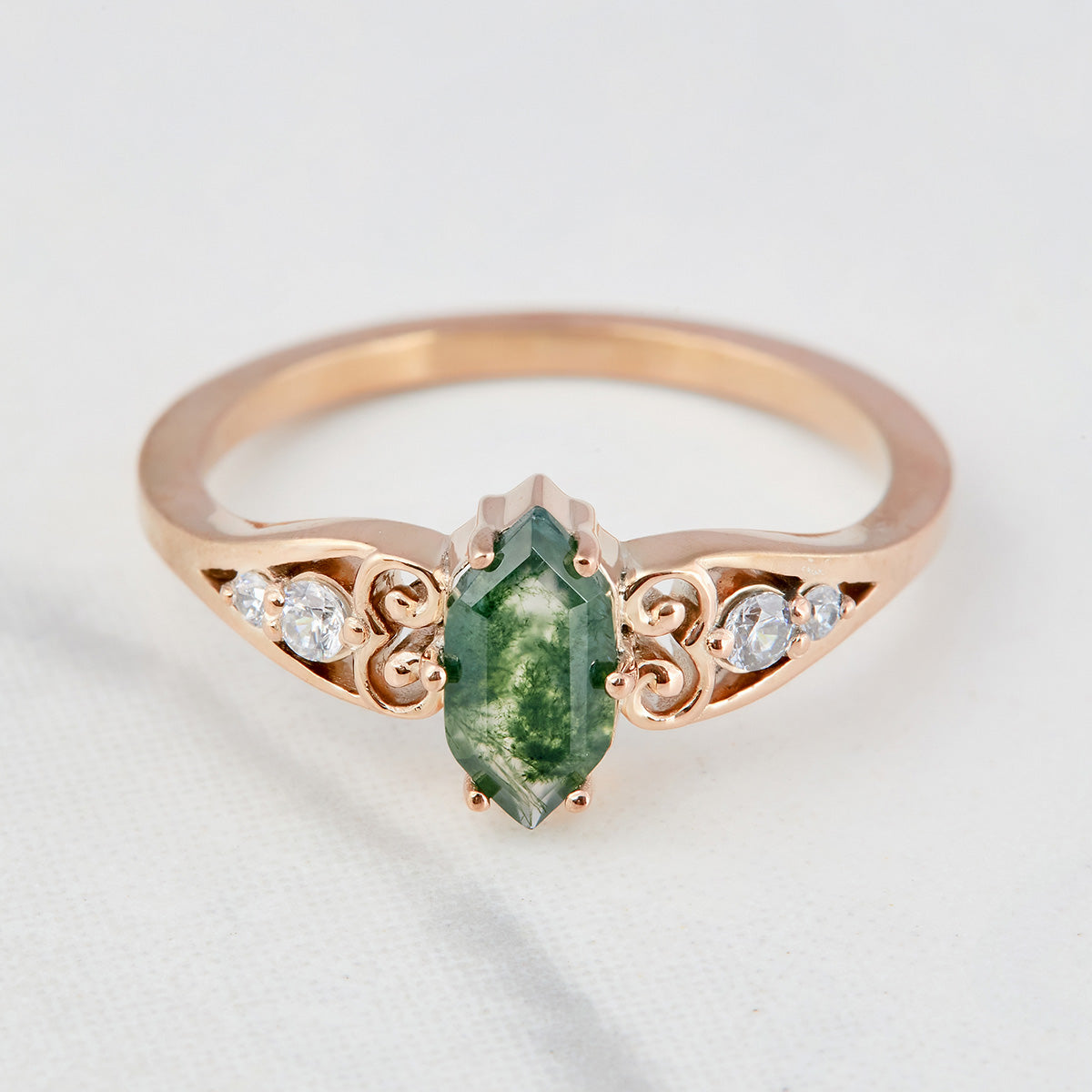 1.20CT Moss Agate Wedding Ring
