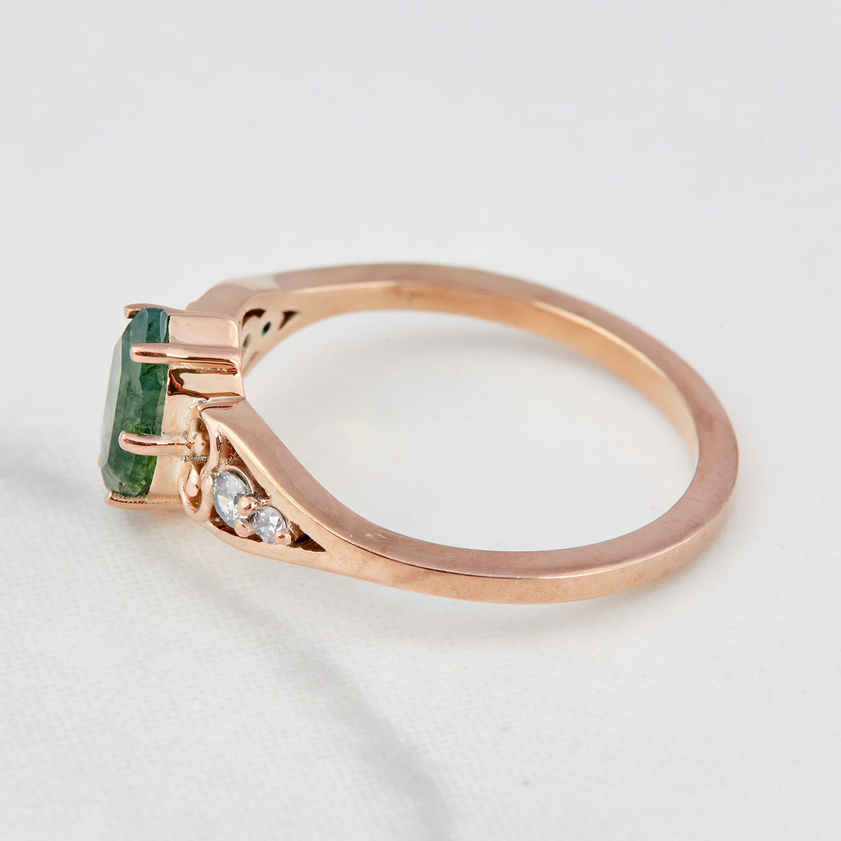 1.20CT Moss Agate Wedding Ring