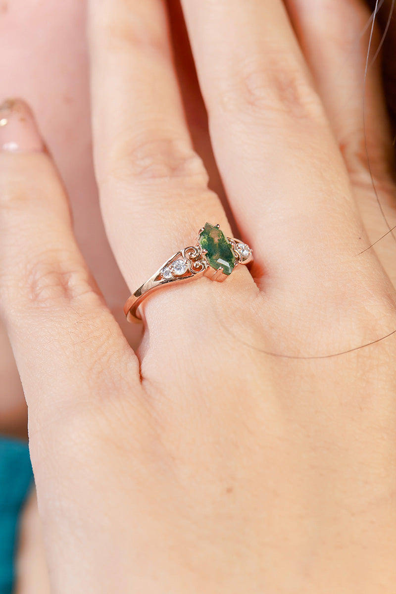 1.20CT Moss Agate Wedding Ring
