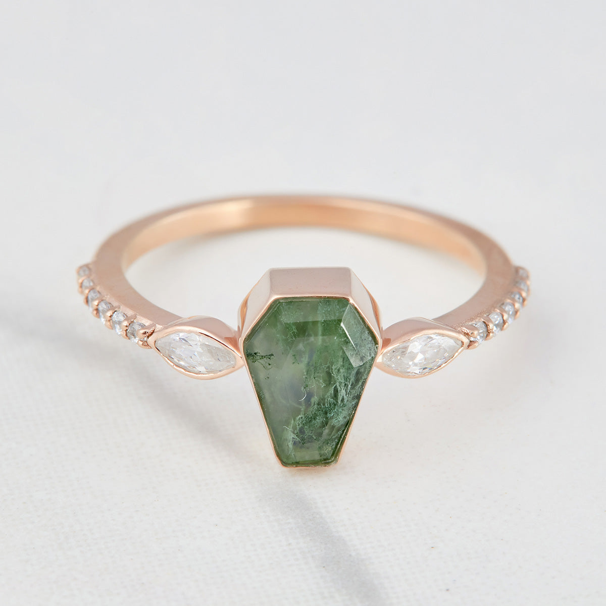 Coffin Shaped Engagement Ring