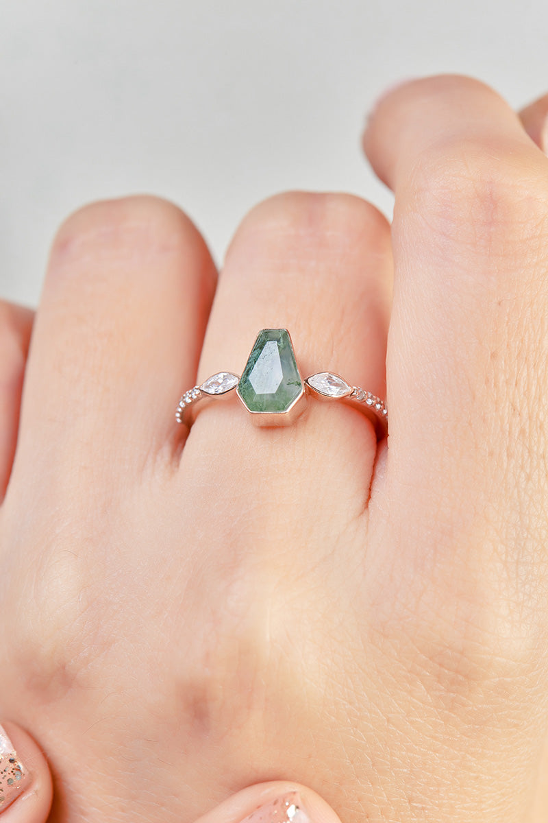 Coffin Shaped Engagement Ring