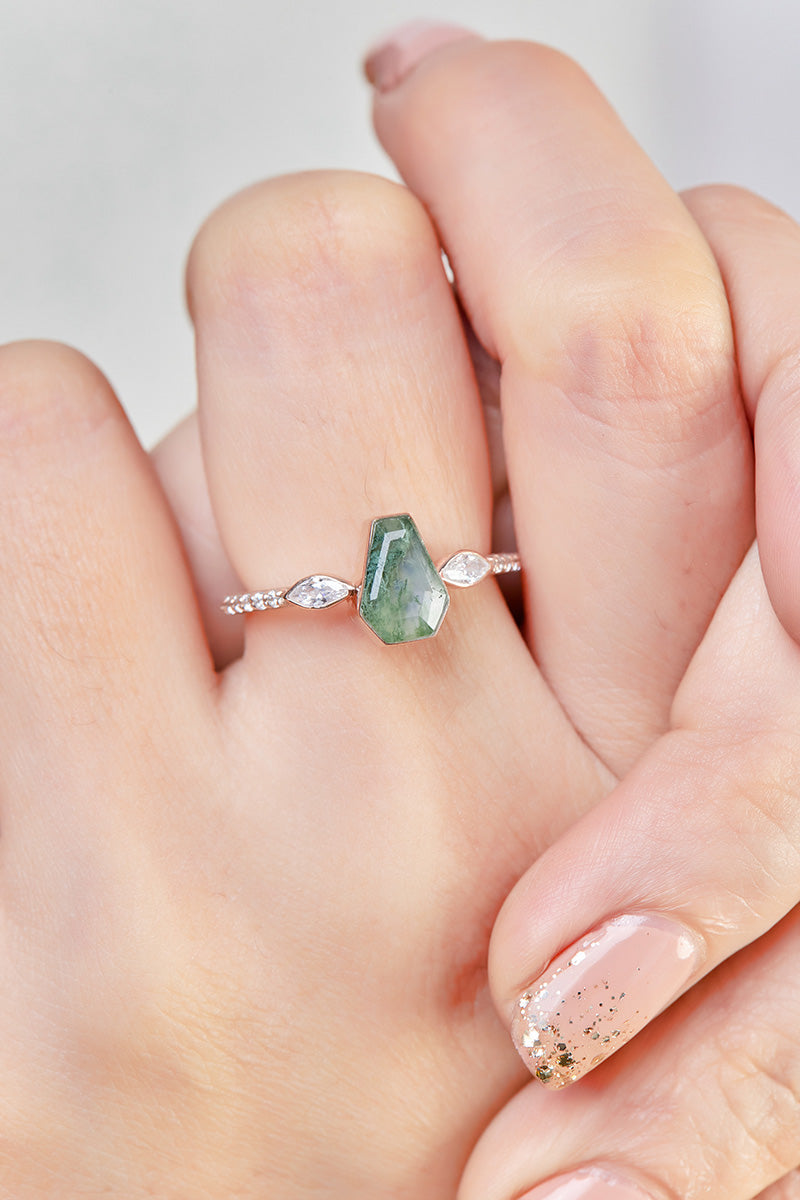 Coffin Shaped Engagement Ring