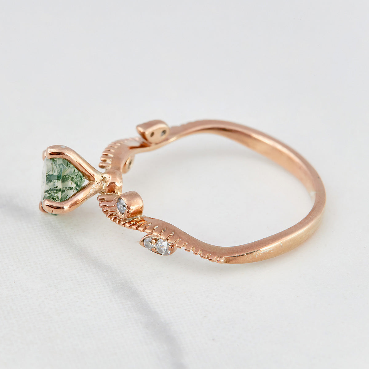 Natural Moss Agate Engagement Ring