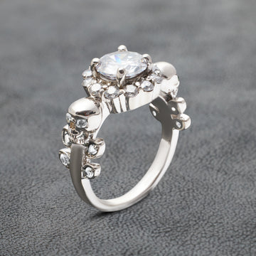 Halo Diamond Skull Promise Ring