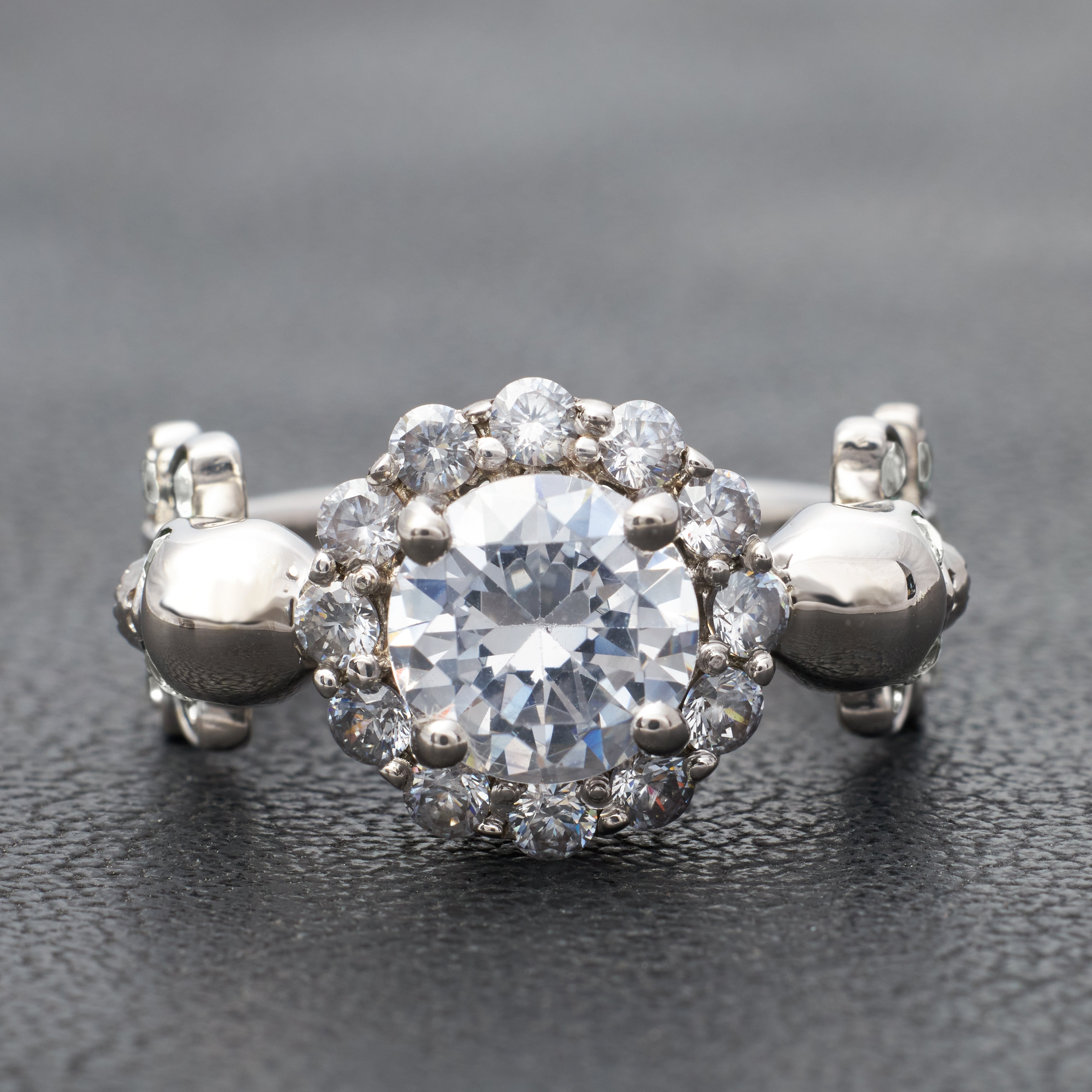 Halo Diamond Skull Promise Ring