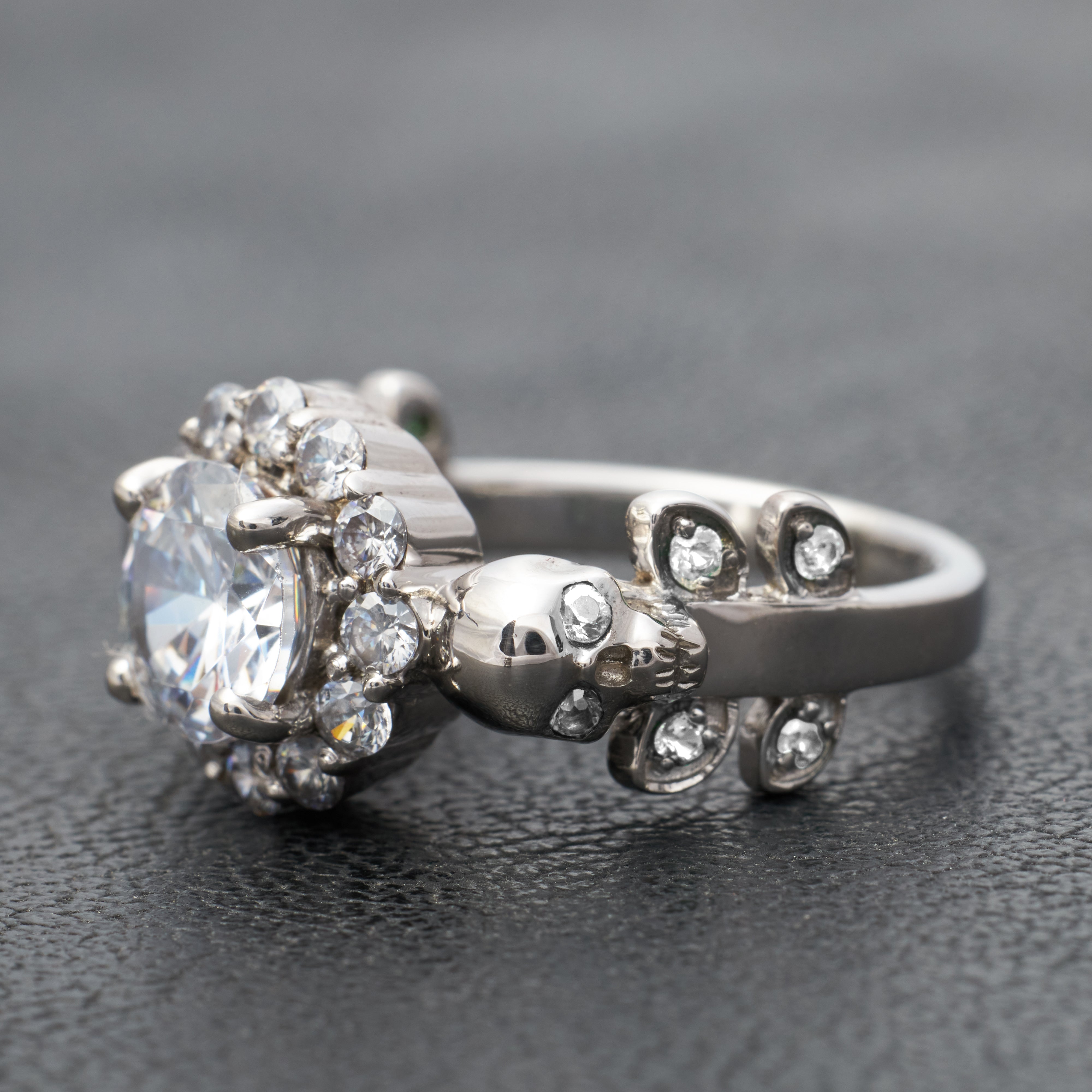 Halo Diamond Skull Promise Ring