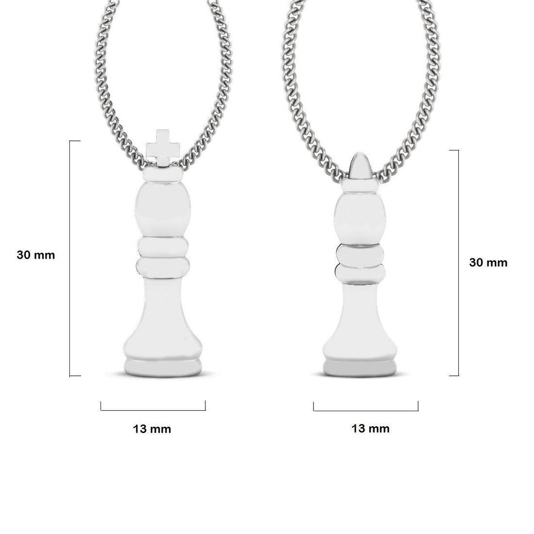 CHESS PIECE KING AND QUEEN PENDANT SET
