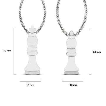CHESS PIECE KING AND QUEEN PENDANT SET