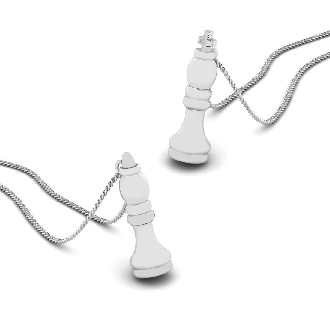 CHESS PIECE KING AND QUEEN PENDANT SET