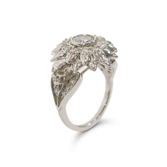 Diamond Flower Skull Ring Gothic Skull Engagement Ring Silver
