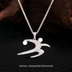 Moissanite Iced Out Track and Field Shot Put Pendant Necklace Sterling Silver Sports Jewelry