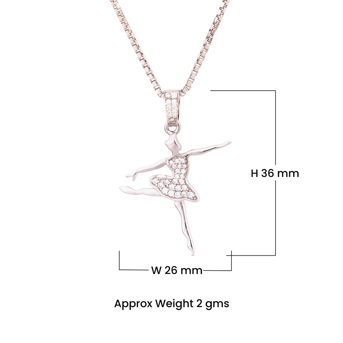 moissanite ballerina pendant necklace in sterling silver metal 
