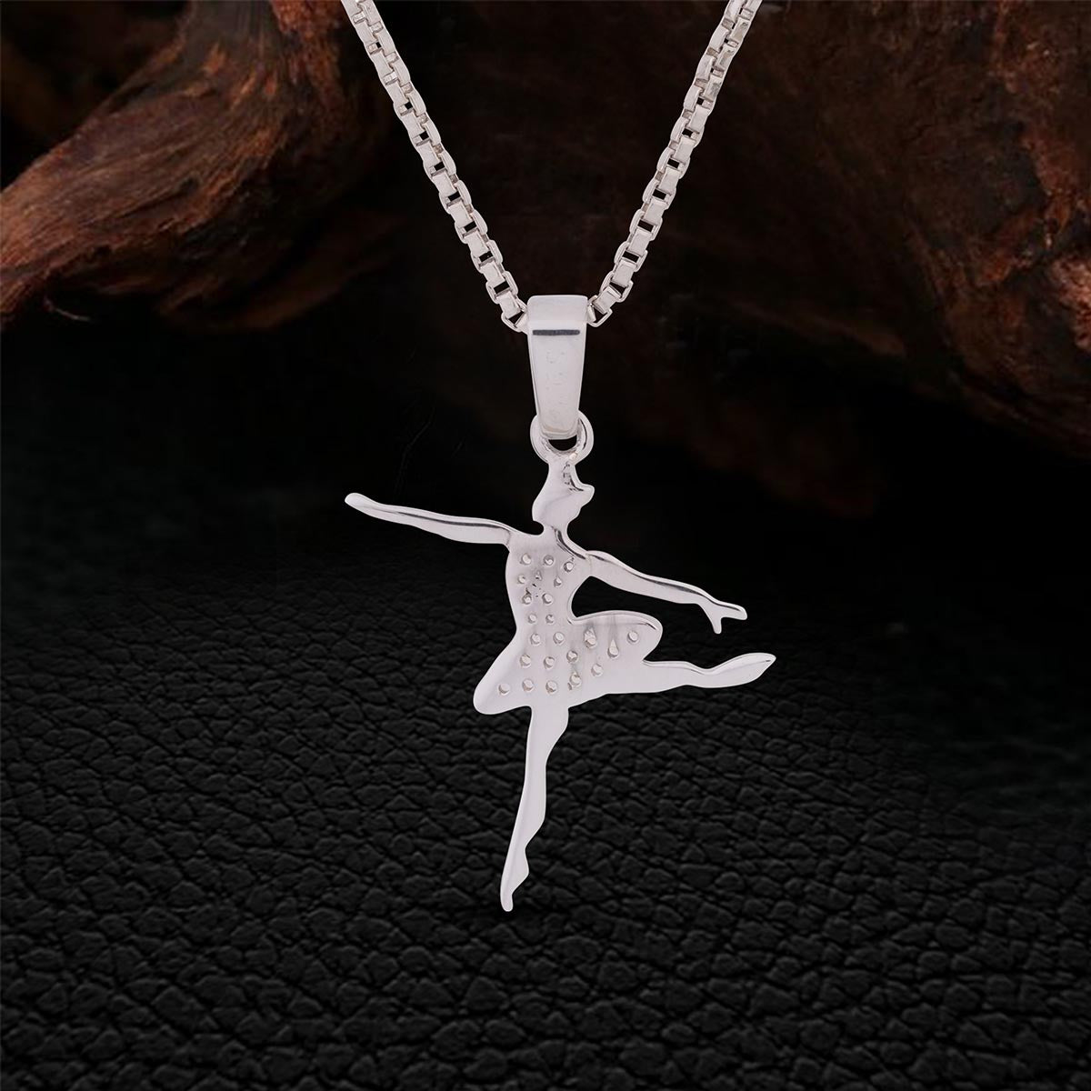 backside of sterling silver ballerina pendant necklace