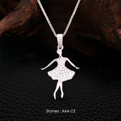 Graceful Ballerina Necklace Sterling Silver Ballet Dancer Silhouette Pendant Charm