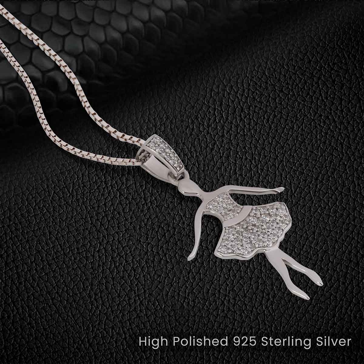 Ballet Dancer pendant Ballerina necklace handmade from sterling silver