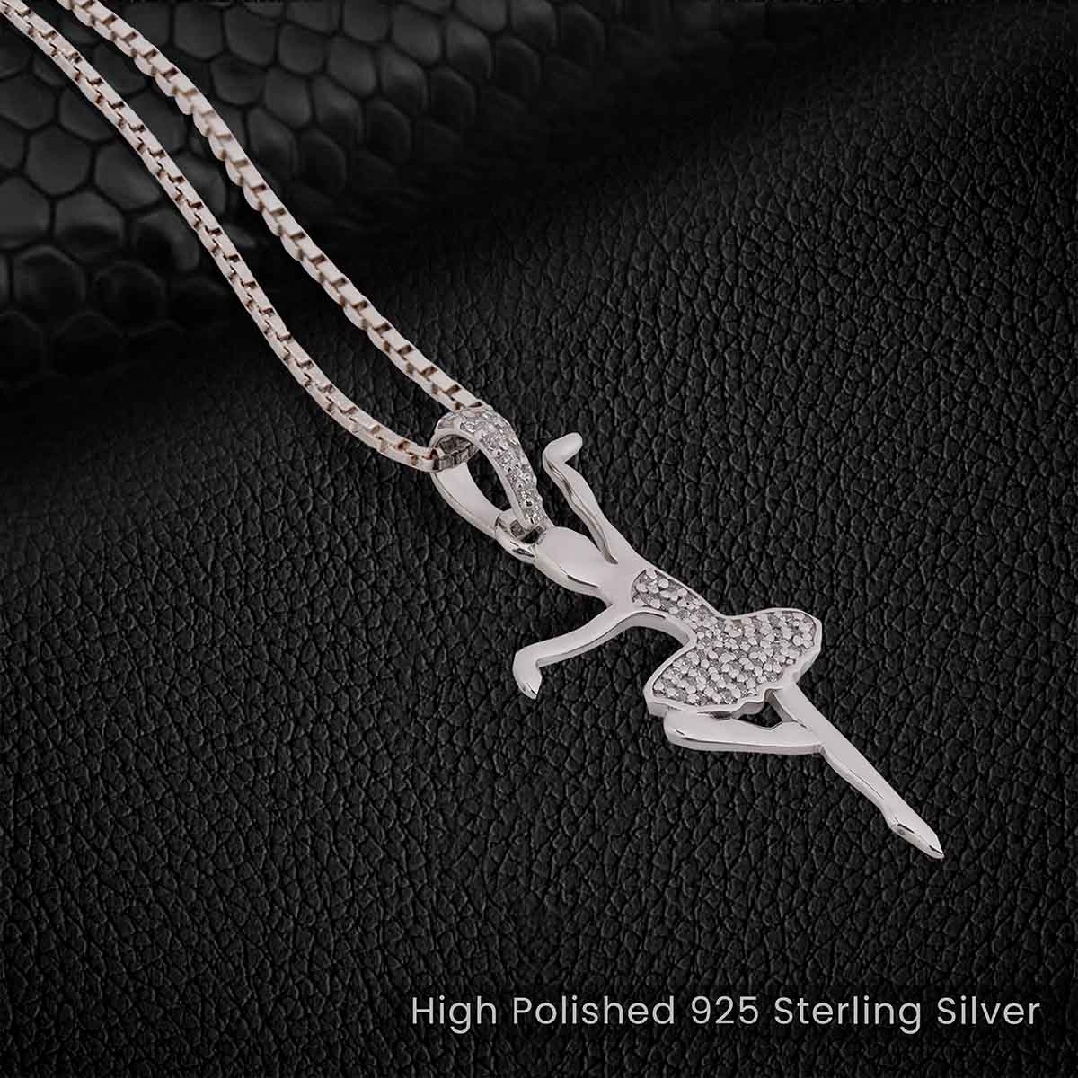 Ballerina Pendant Necklace Ballet Dancer Charm Sterling Silver Minimalist Dance Jewelry