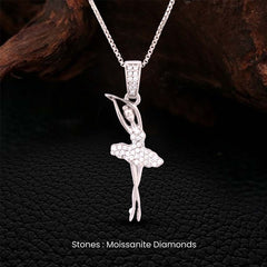 Ballet Dancer Pendant Ballerina Necklace Sterling Silver Moissanite Ballet Charm