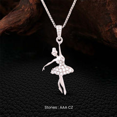 Sterling Silver Ballerina Pendant Necklace for Girls Ballet Dancer Silhouette Charm Gift
