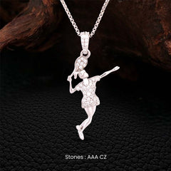 Badminton Player Pendant Necklace Sterling Silver Minimalist Sports Jewelry