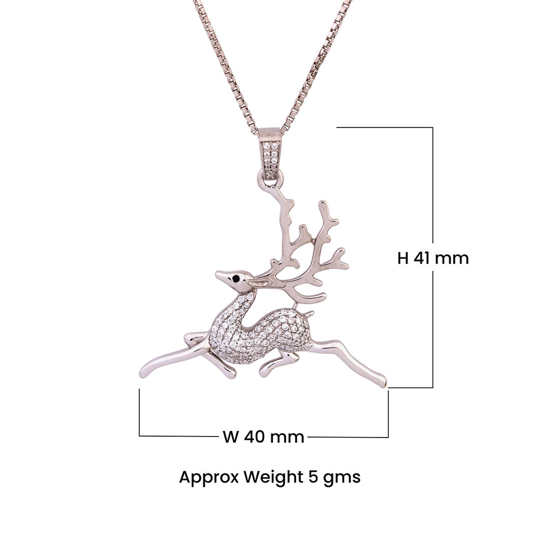 Reindeer Sterling silver pendant necklace on a dark textured background