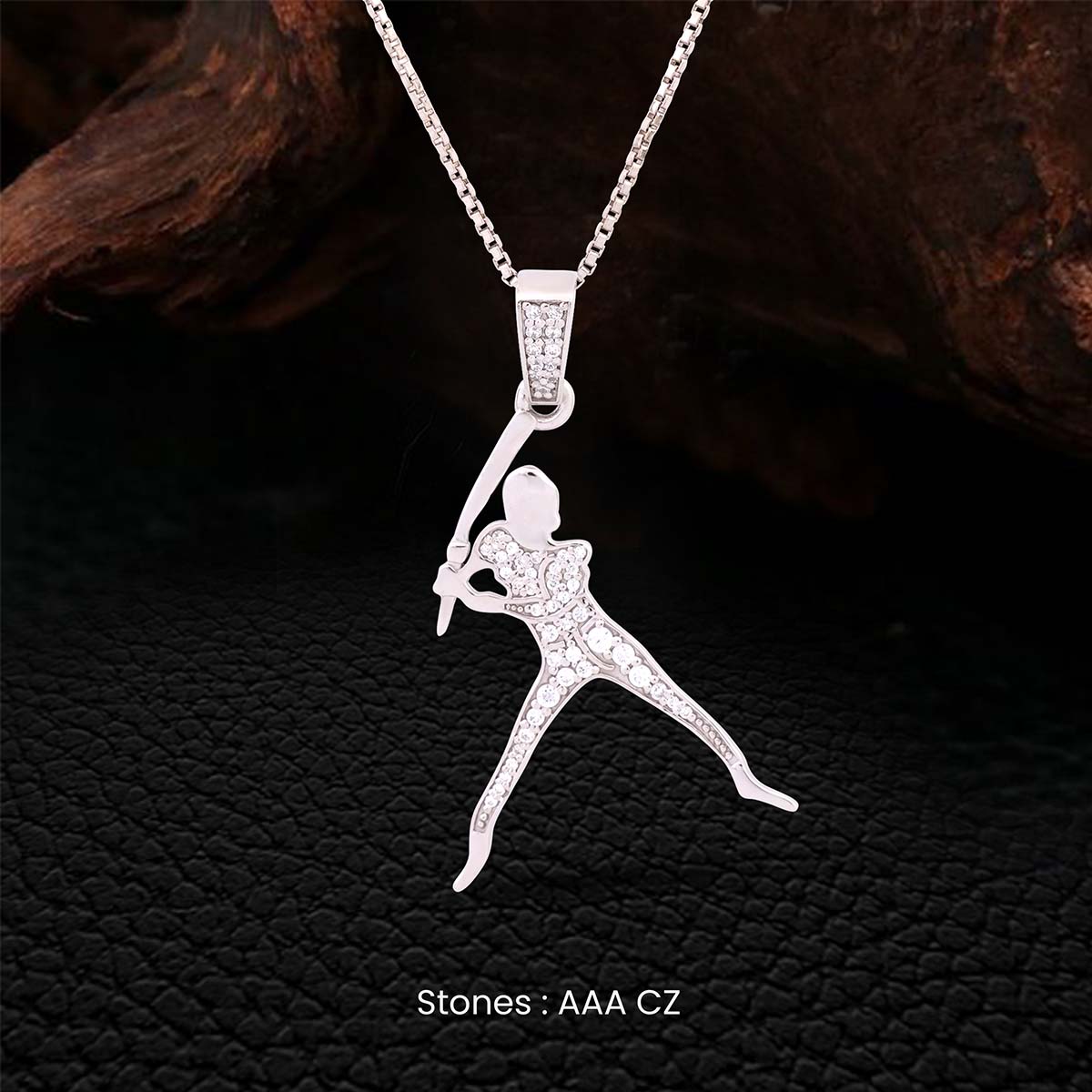 Baseball Player Necklace Sterling Silver Diamond Slugger Pendant Sports Jewelry