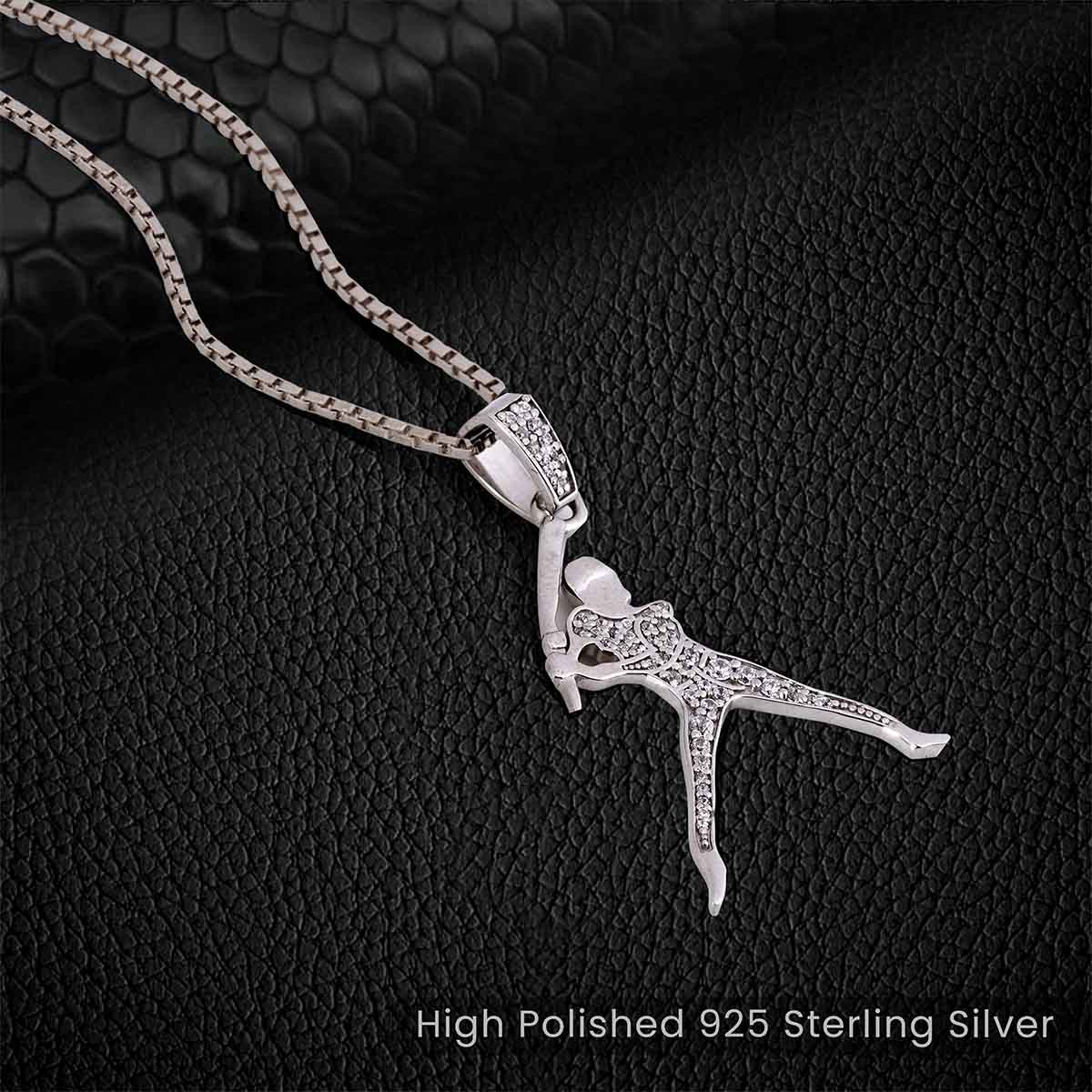 Baseball Player Necklace Sterling Silver Diamond Slugger Pendant Sports Jewelry