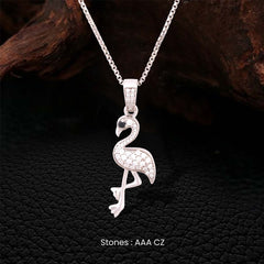 Flamingo Pendant Necklace Sterling Silver Tropical Beach Jewelry Nature Bird Lovers Gift