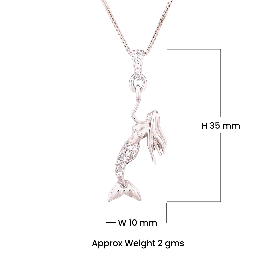 Sterling Silver mermaid pendant necklace with AAA CZ Diamonds