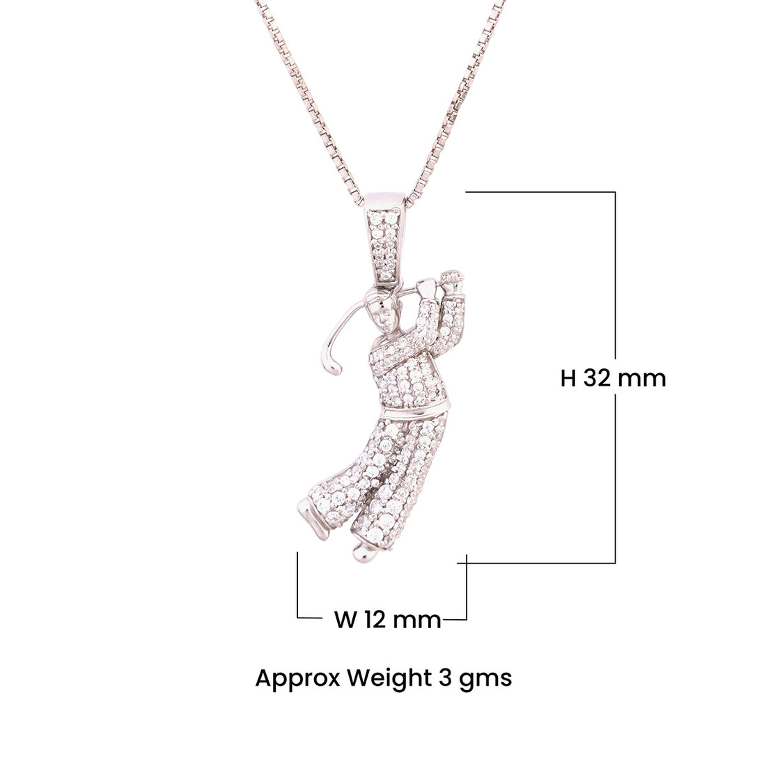 Golf Player Pendant AAA CZ Iced Out Sterling Silver Golfer Necklace Sports Jewelry