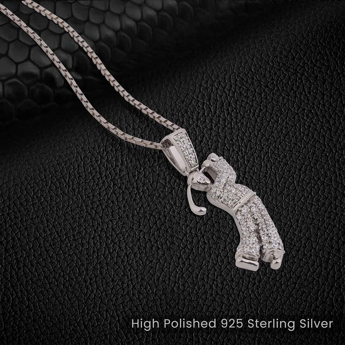 Sterling Silver Golfer Necklace Iced Out Golf Player Pendant Sports Jewelry