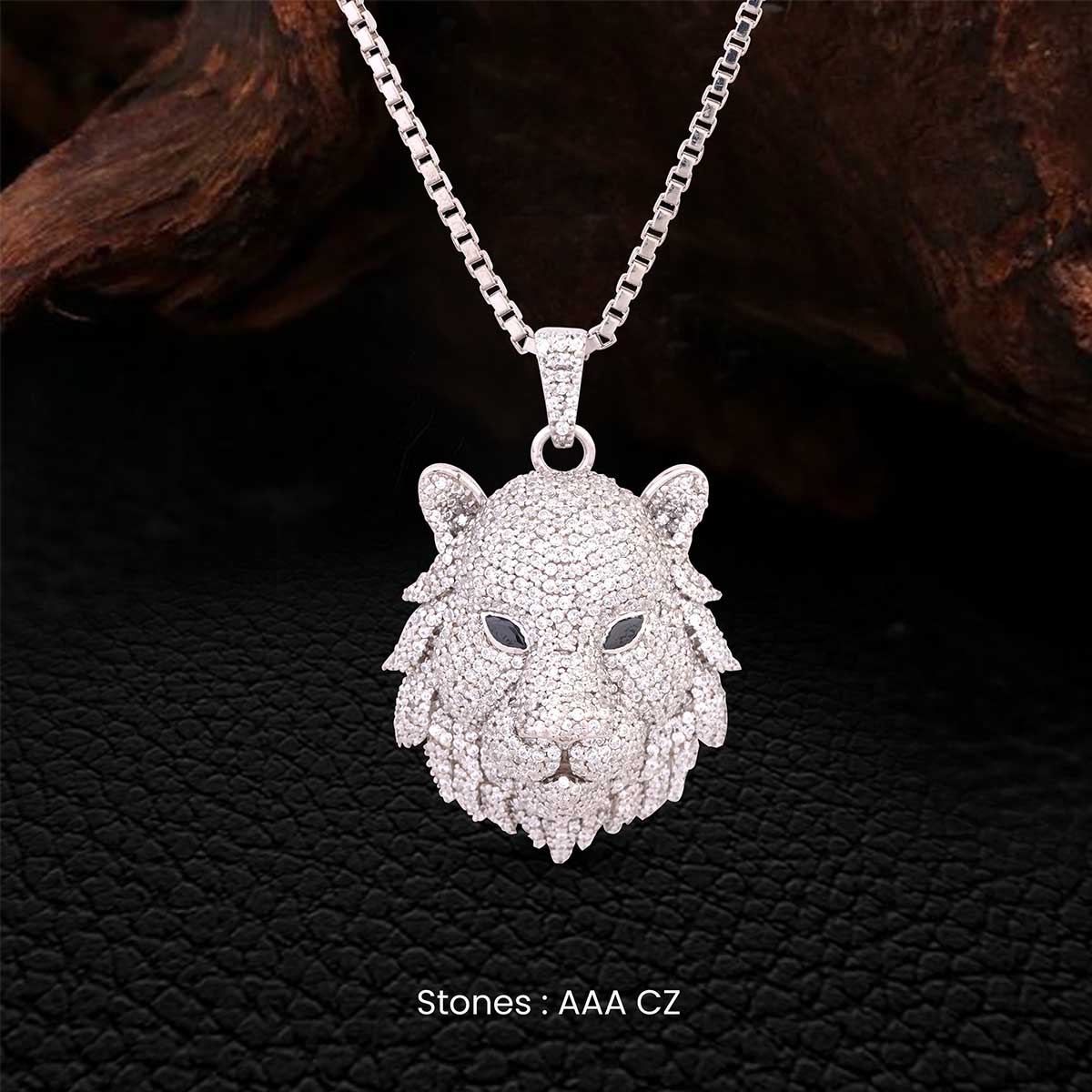 King of Beasts - Lion Pendant Necklace Made of 925 Sterling Silver and Encrusted with AAA Cubic Zirconia Diamonds, Hip Hop Style Iced Out Animal Leo Zodiac Jewelry