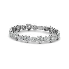 Moissanite Heart Tennis Bracelet 925 Sterling Silver Halo Heart Bracelet
