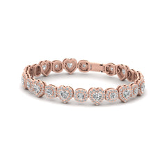 Halo Heart Moissanite Bracelet 8.50CT Diamond Bracelet Solid Rose Gold