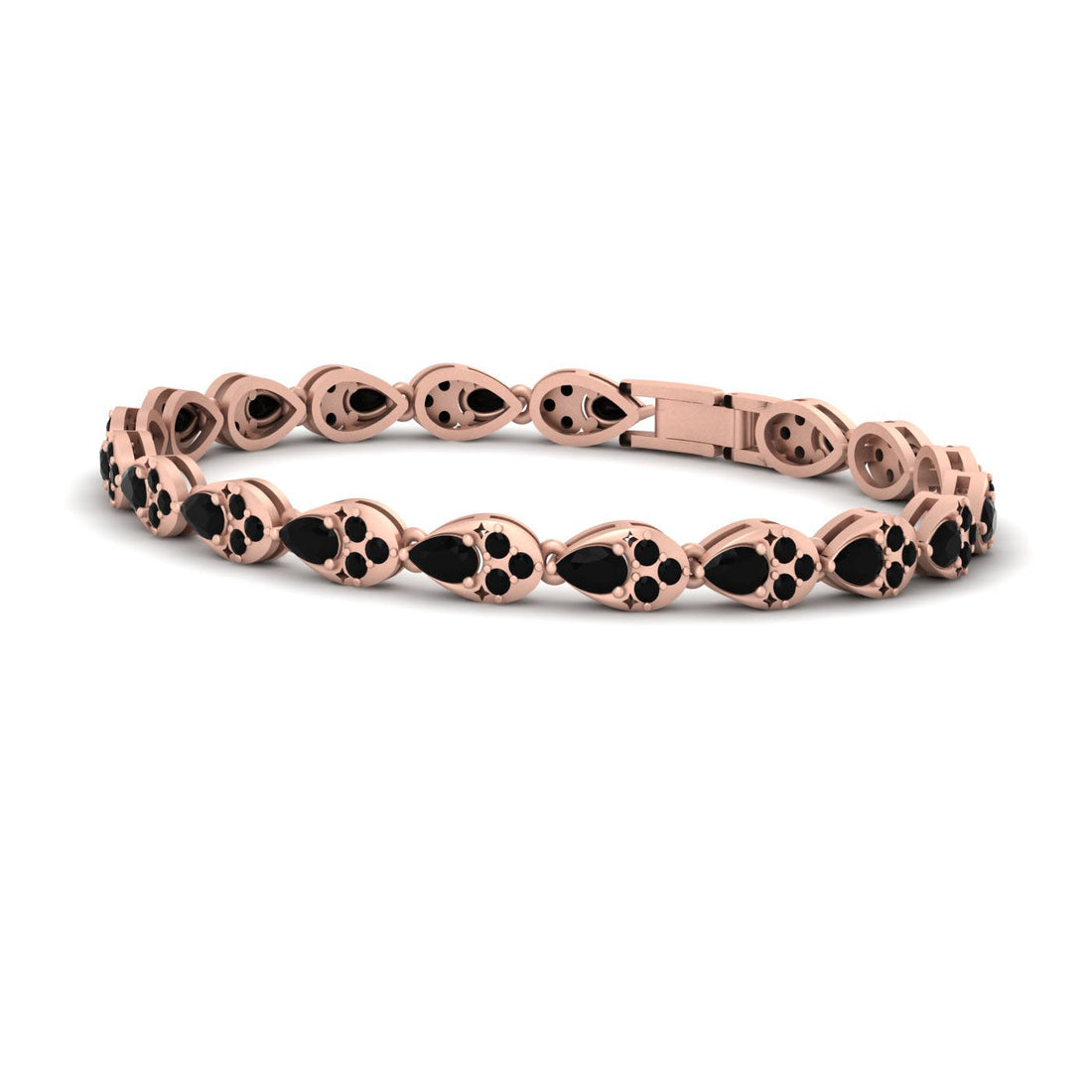 4.45TCW ONYX PEAR TENNIS BRACELET