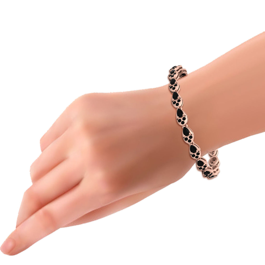 4.45TCW ONYX PEAR TENNIS BRACELET