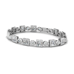 Princess Moissanite Tennis Bracelet White Gold Wedding Bracelet Gift