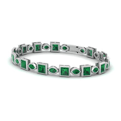 Green Emerald Tennis Bracelet White Gold Tennis Bracelet For Women