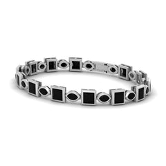 White Gold Tennis Bracelet Black Moissanite and Natural Black Diamond