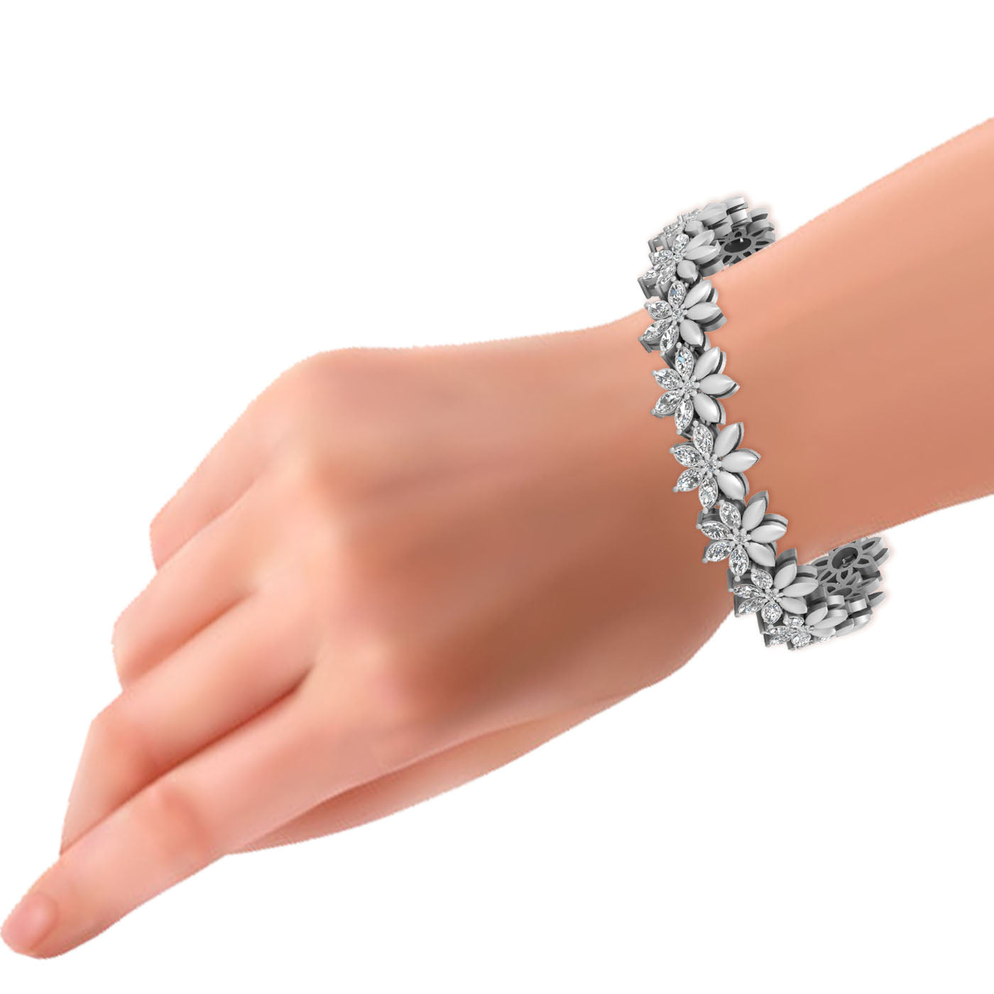 Diamond Flower Tennis Bracelet