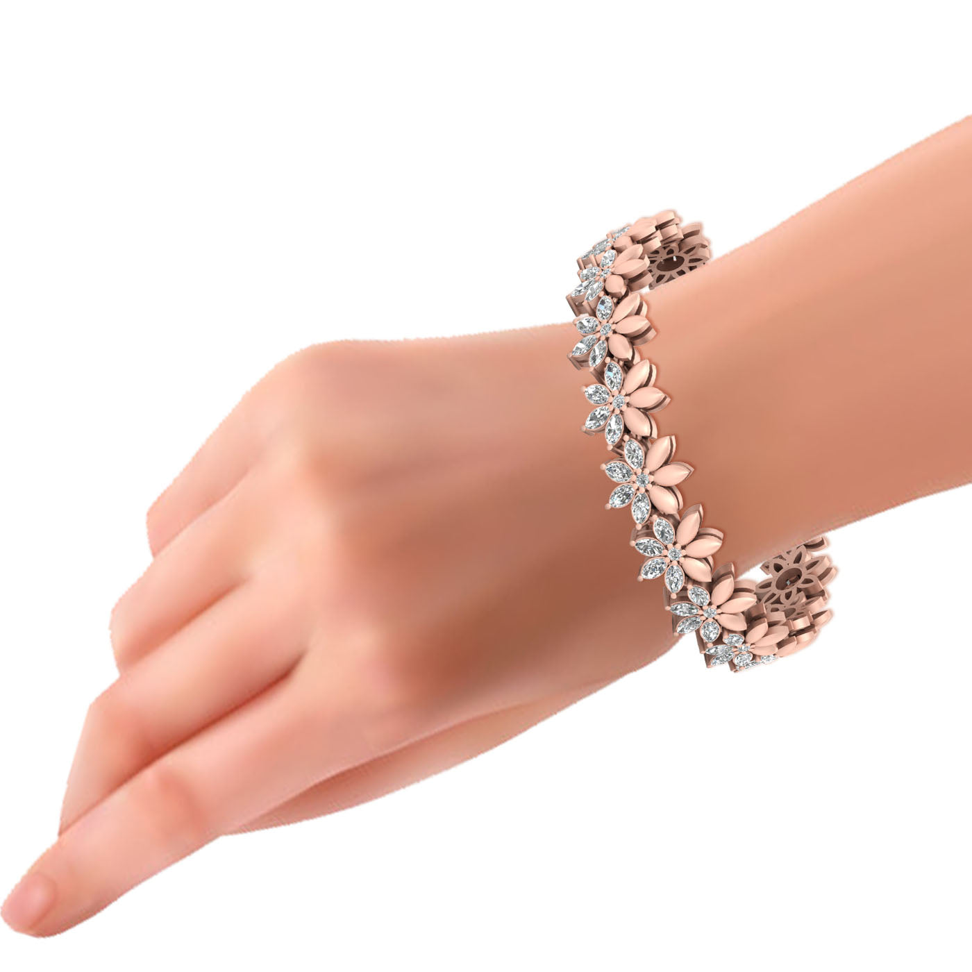 Diamond Flower Tennis Bracelet