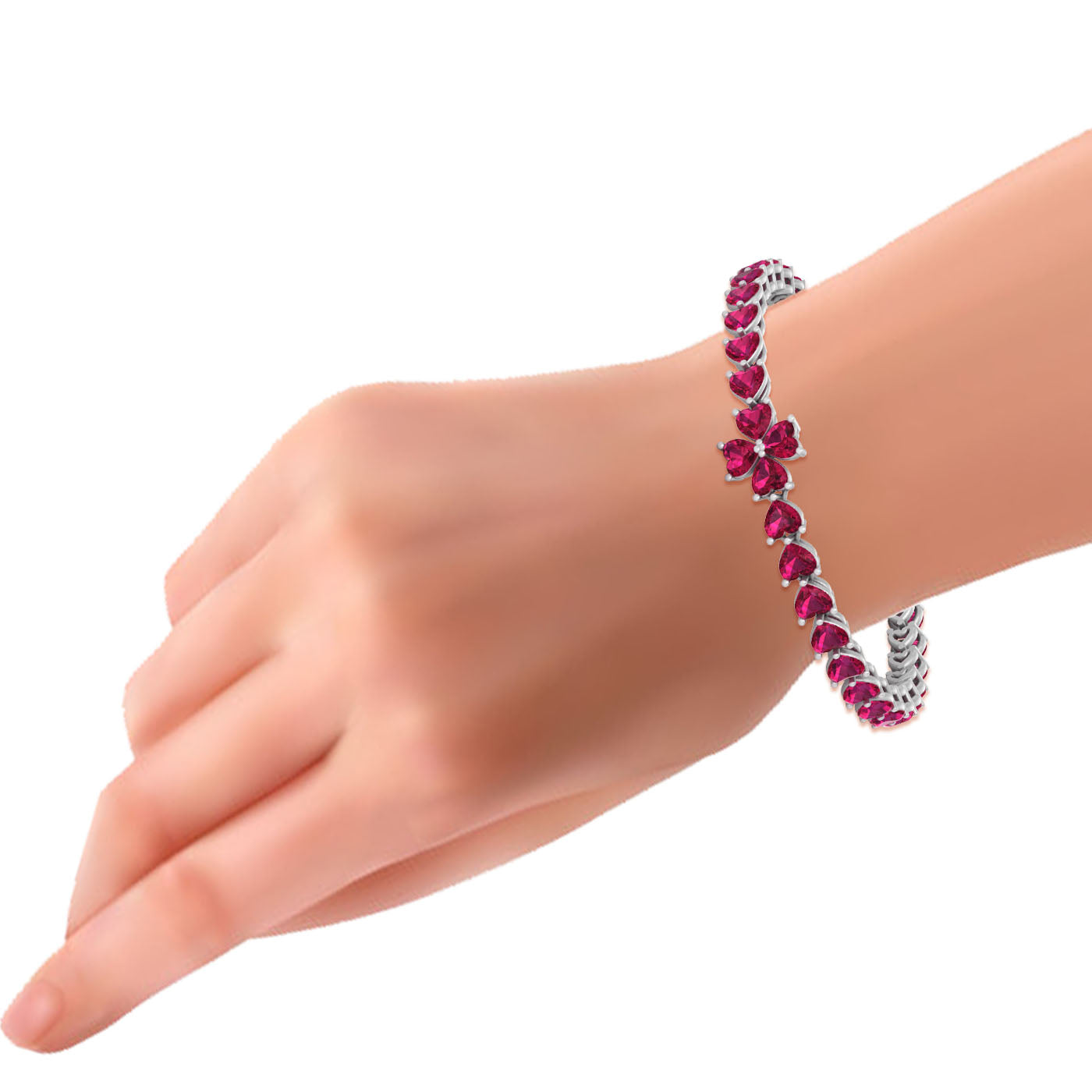 Ruby Heart Tennis Bracelet