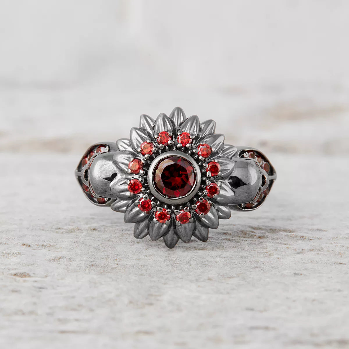 Skull Engagement Rings for Couple Anchor Wedding Band Set
