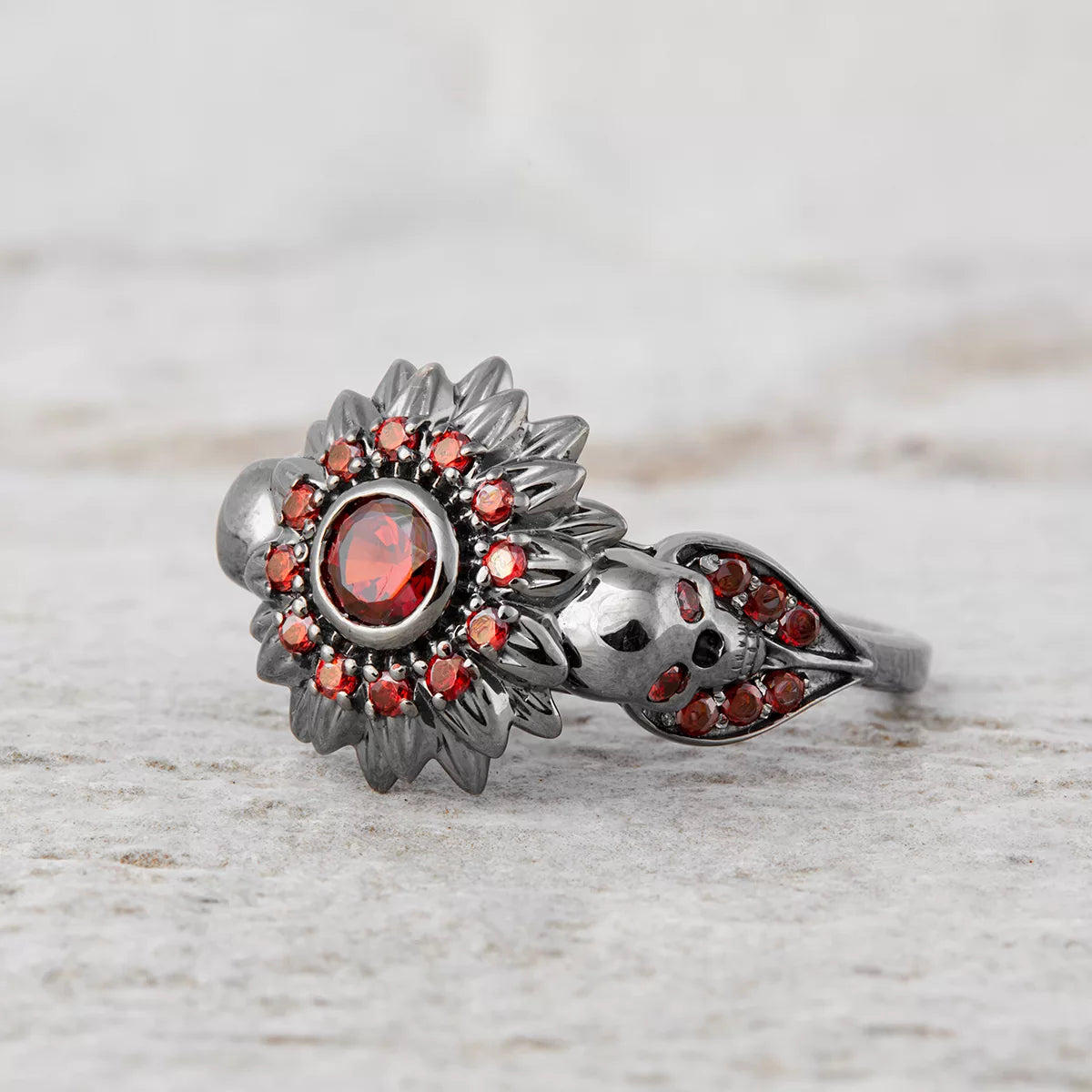 Skull Engagement Rings for Couple Anchor Wedding Band Set