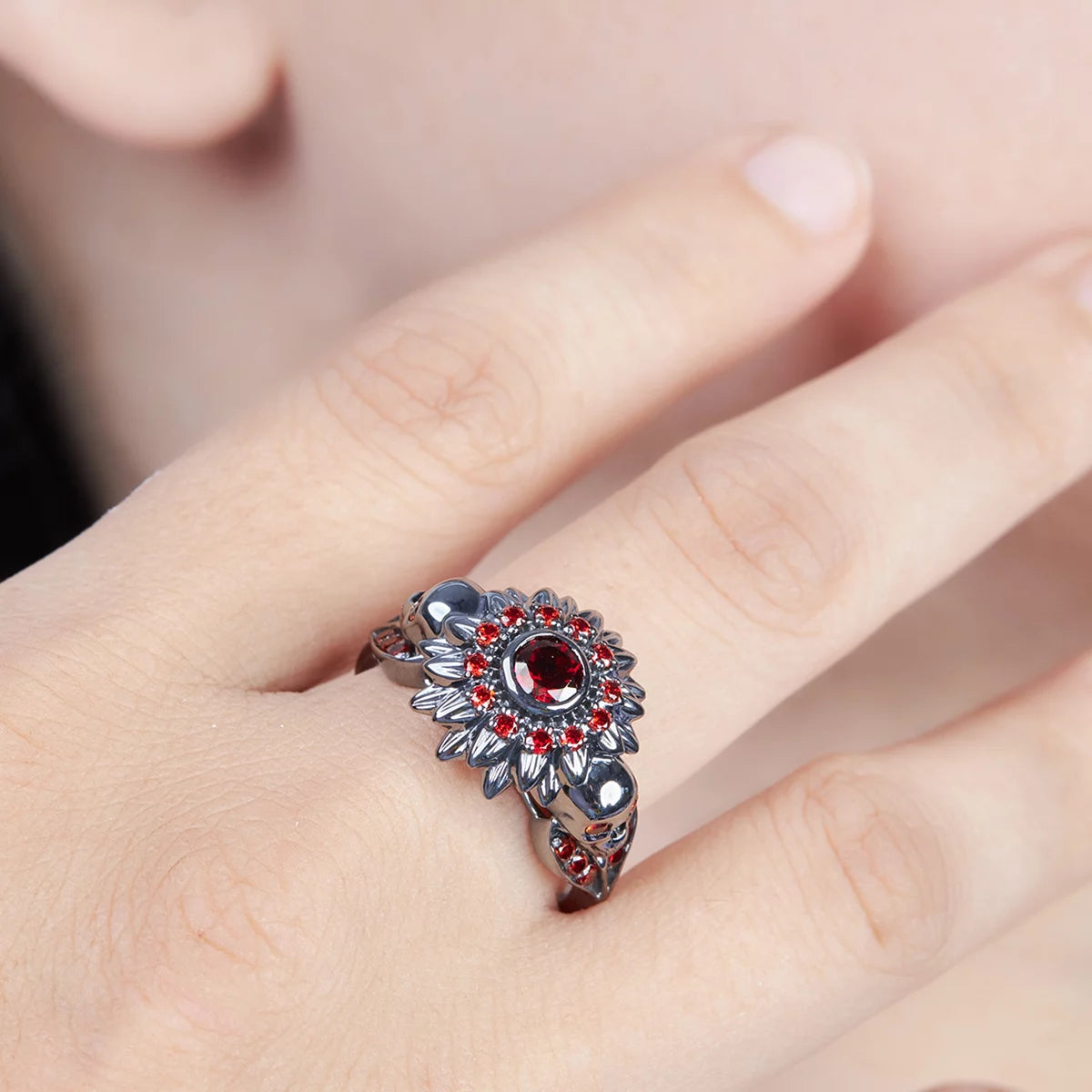 Skull Engagement Rings for Couple Anchor Wedding Band Set