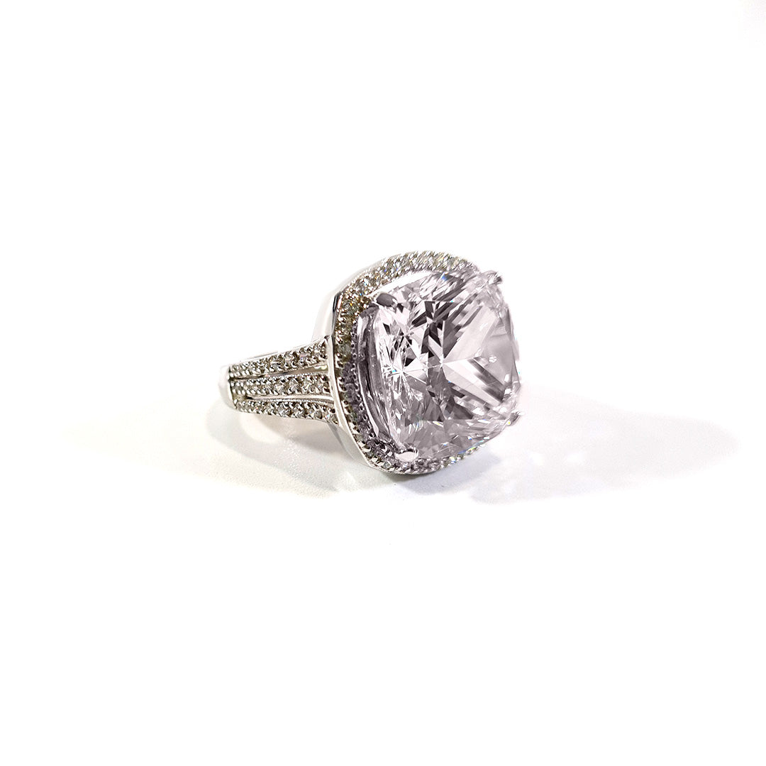 HALO CUSHION DIAMOND PROMISE RING